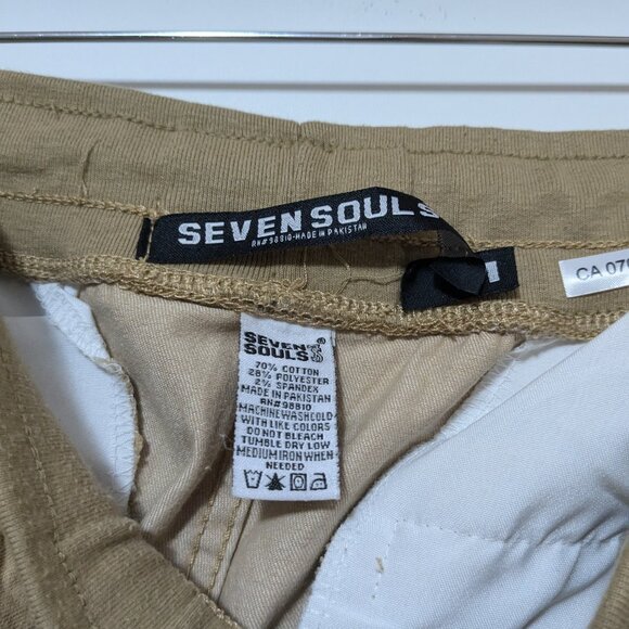 *3/$10* Seven Souls Stretch Cargo Joggers Beige Khaki Size Medium - Picture 2 of 7